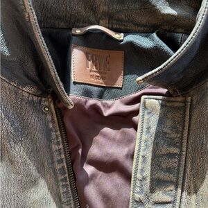 Frye Distressed Leather Bomber Jacket